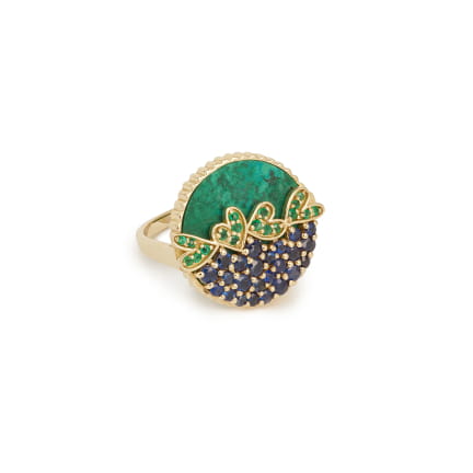 RING VAGUE D'AMOUR Chrysocolle et saphirs bleus