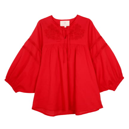 BLOUSE BRODEE ROUGE