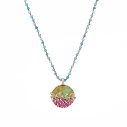 VAGUE D'AMOUR Turquoise et rubis roses