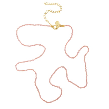 CHAINE EN PIERRES (TOURMALINE ROSE) 46 cm