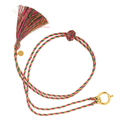 CORDON CROCHET (Rose, vert et doré)