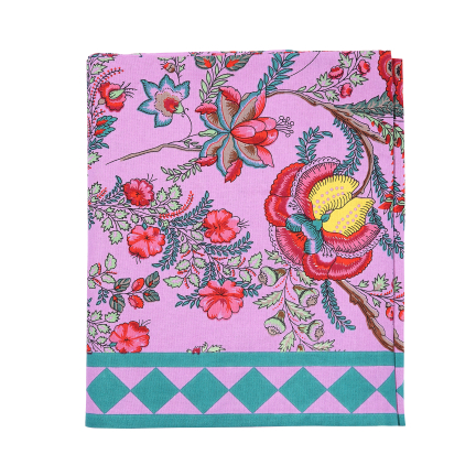 Nappe FLEURS/LOSANGES fond parme