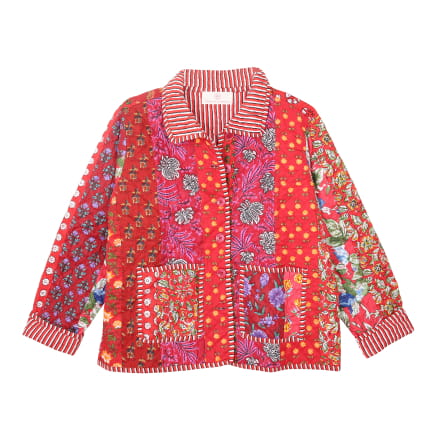 VESTE PATCHWORK ROUGE