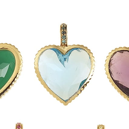 PENDENTIF COEUR CRISTAL BLEU LAGON