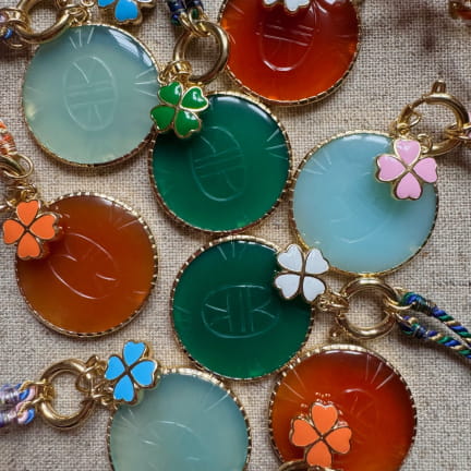 LUCKY LUCK CORNALINE/CHARM ORANGE ET BLANC