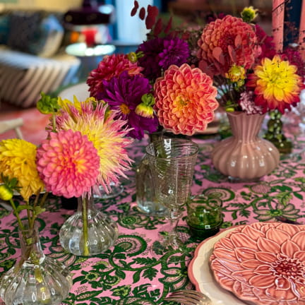 Nappe Floral délicat rose et vert