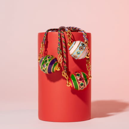 MOTEE Gourmandise (émail vert et rose fuchsia)