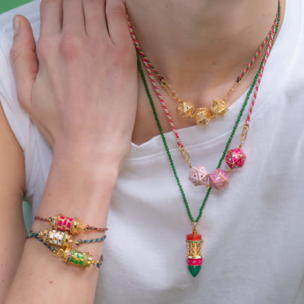 MOT DE PASSE bracelet JACKPOT émail rose fuchsia