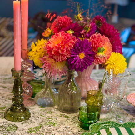 Nappe Floral délicat vert et blanc