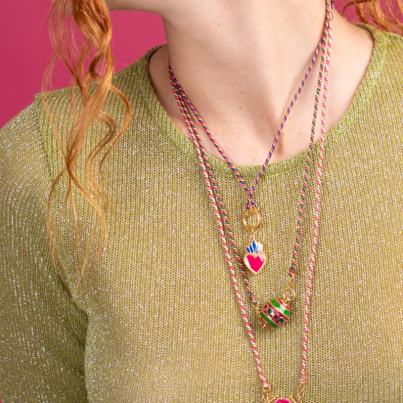 MOTEE Gourmandise (émail vert et rose fuchsia)