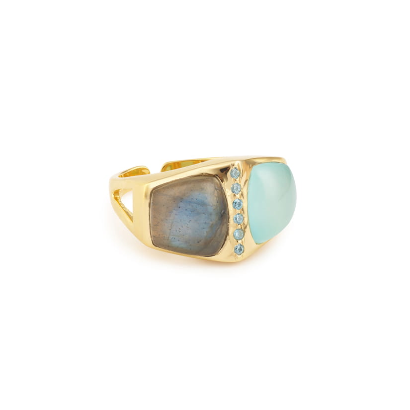 TWINS (Calcédoine aqua et labradorite)