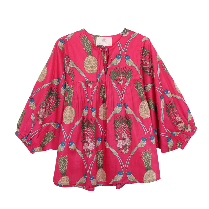 BLOUSE ANANAS ROSE FUSCHIA