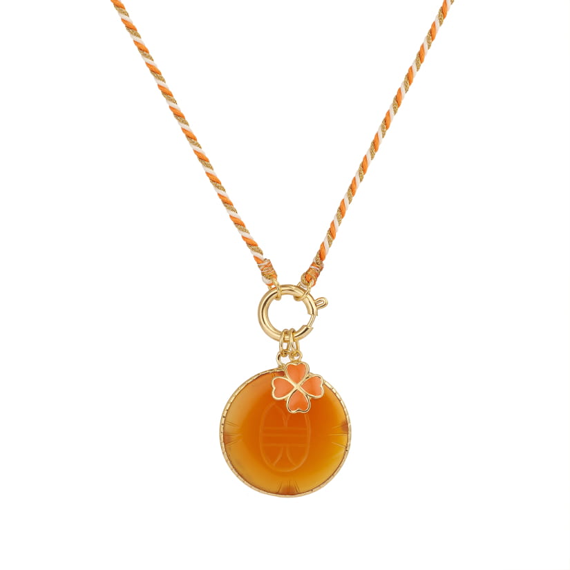 LUCKY LUCK CORNALINE/CHARM ORANGE ET BLANC
