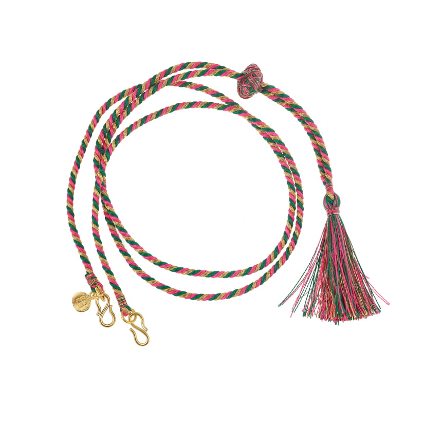CORDON EN SOIE ADAPTABLE (vert, rose, doré)