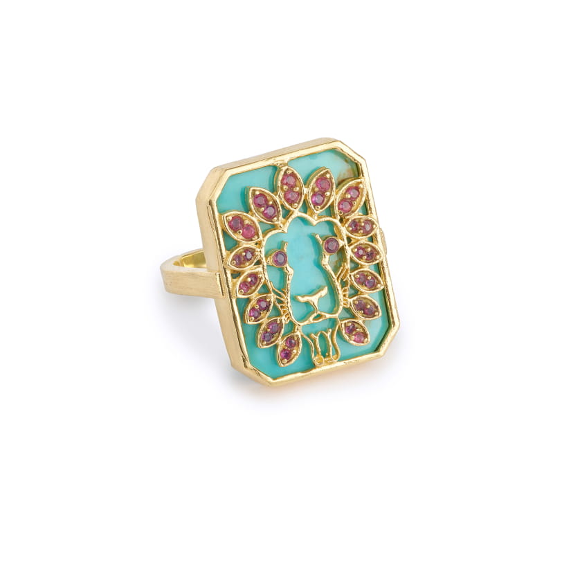 BAGUE LION (Turquoise)