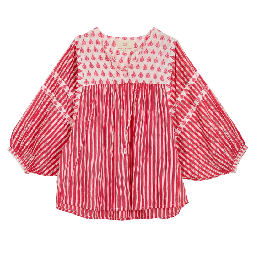 BLOUSE STRIPES ROSE FUSCHIA