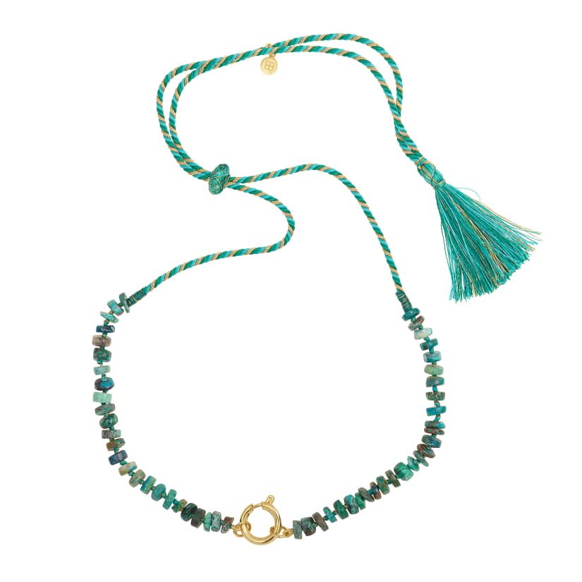 CORDON CROCHET PIERRES TURQUOISES