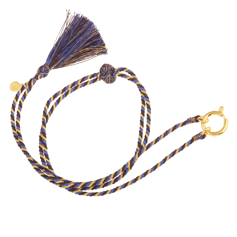 CORDON CROCHET (Bleu, noir et doré)