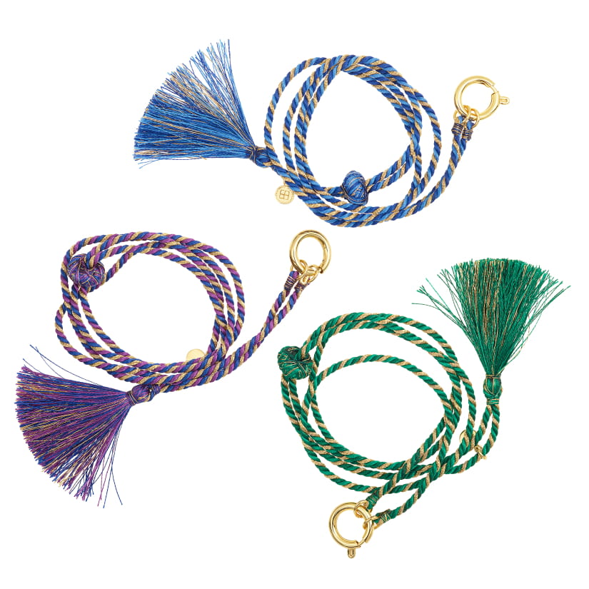 CORDON CROCHET (Violet, bleu et doré)