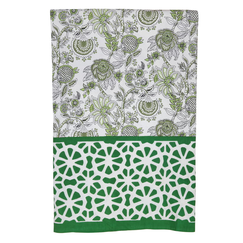 Nappe Floral délicat vert et blanc