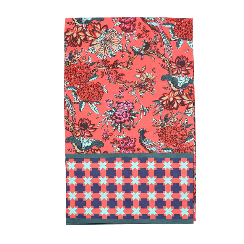 Nappe OISEAUX/CROISILLONS fond orange