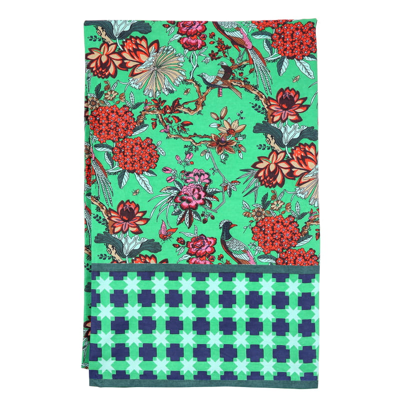 Nappe OISEAUX/CROISILLONS fond vert