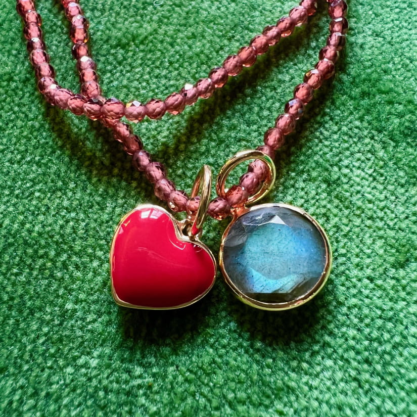 CHAINE EN PIERRES (GRENATS ROUGE CLAIR) 60 cm