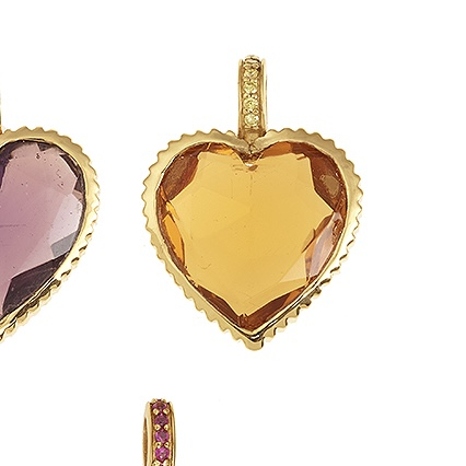 PENDENTIF COEUR CRISTAL JAUNE