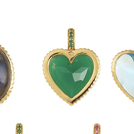 PENDENTIF COEUR ONYX VERT