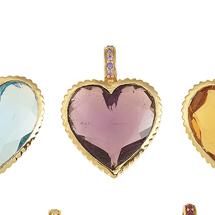 PENDENTIF COEUR CRISTAL VIOLET
