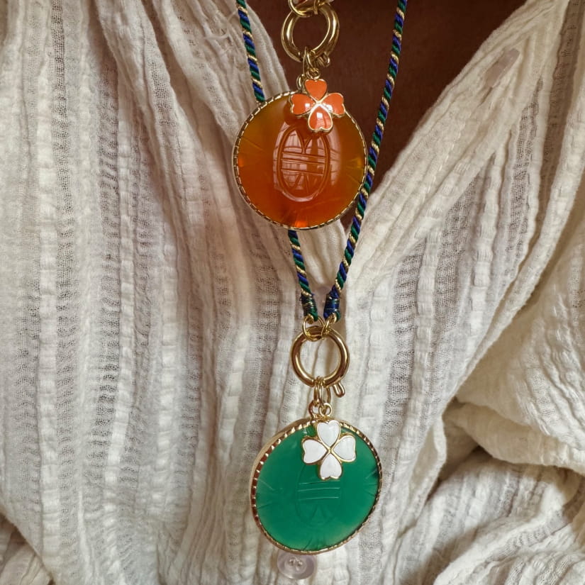 LUCKY LUCK CORNALINE/CHARM ORANGE ET BLANC