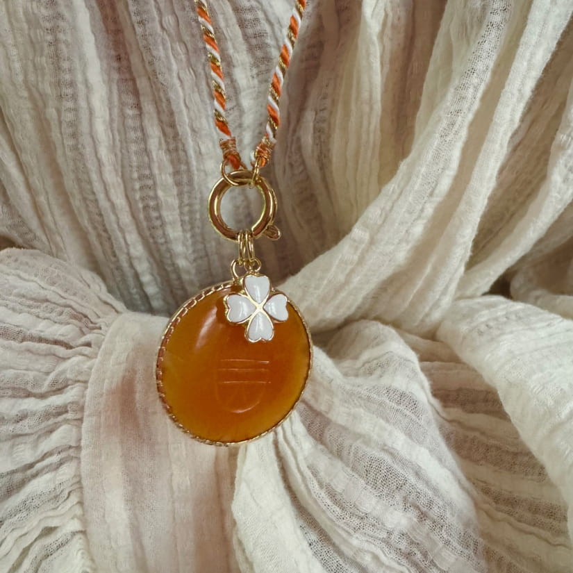 LUCKY LUCK CORNALINE/CHARM ORANGE ET BLANC