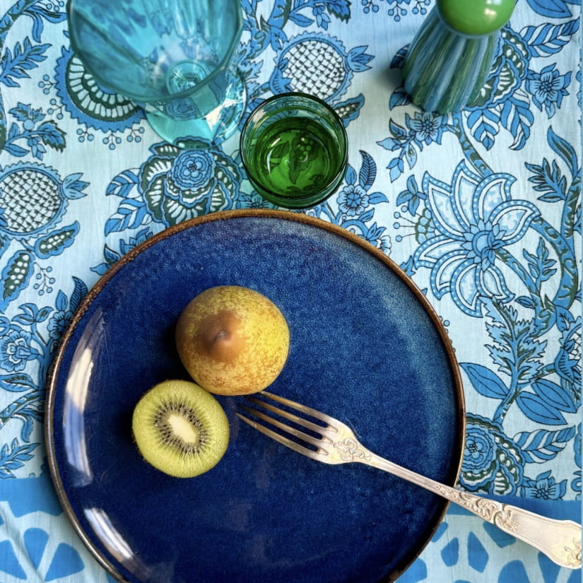 Nappe Floral fondu bleu