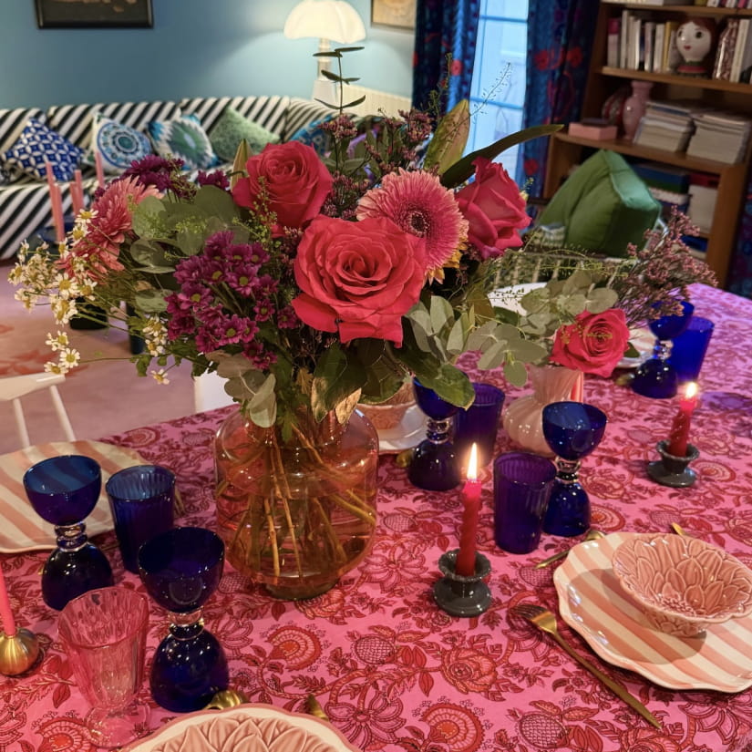 Nappe Floral fondu Rose foncé