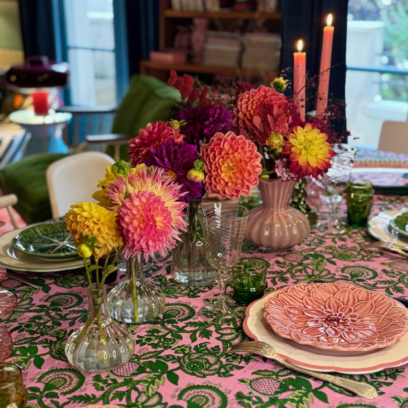 Nappe Floral délicat rose et vert