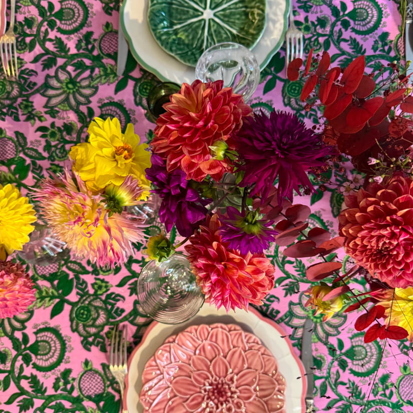 Nappe Floral délicat rose et vert