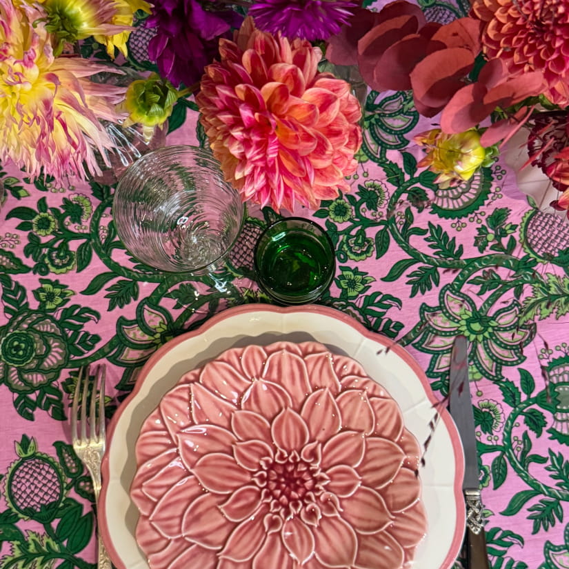 Nappe Floral délicat rose et vert