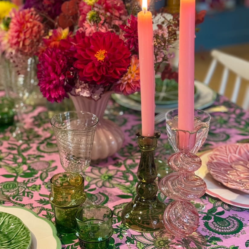 Nappe Floral délicat rose et vert