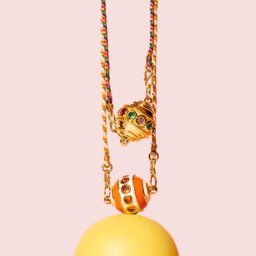 MOTEE Gourmandise (émail orange et blanc)