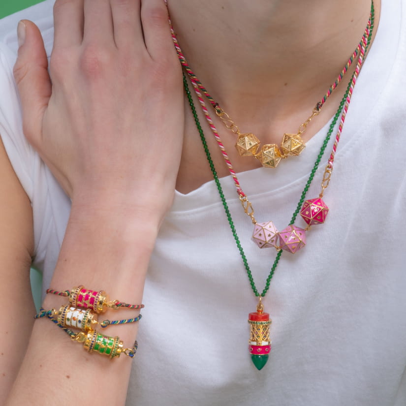 MOT DE PASSE bracelet JACKPOT émail rose fuchsia
