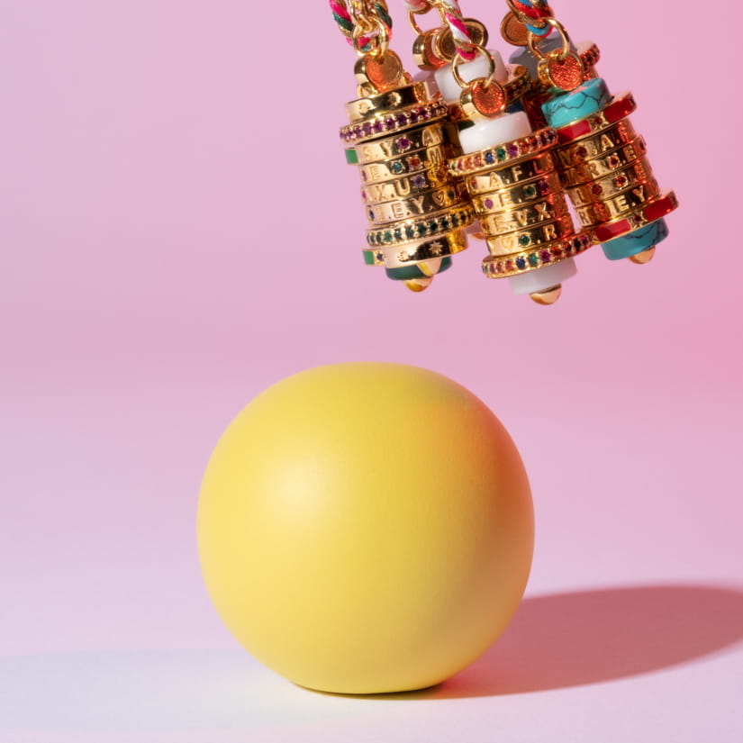 MOT DE PASSE (lien en soie rose, vert et doré)