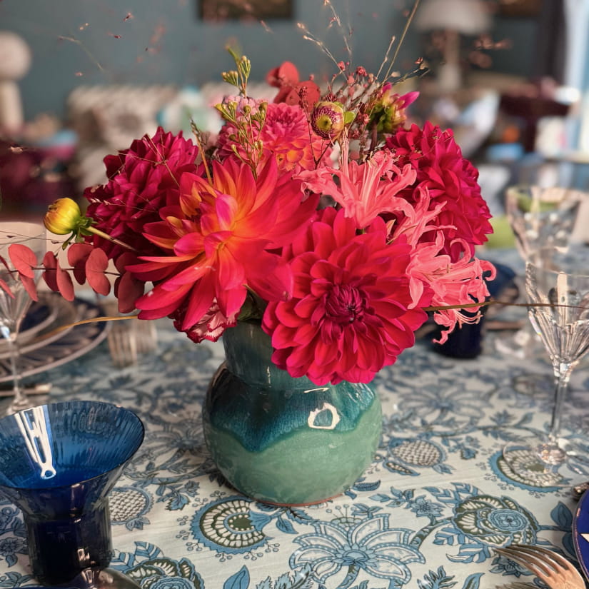 Nappe Floral fondu bleu