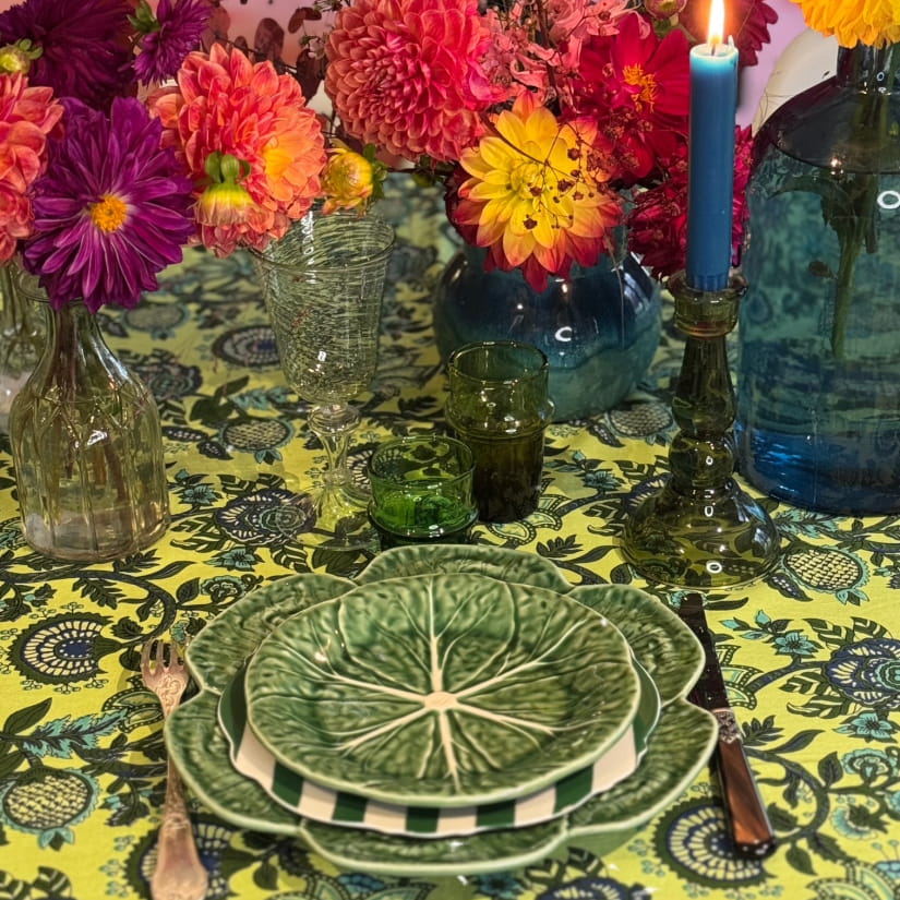 Nappe Floral fondu vert