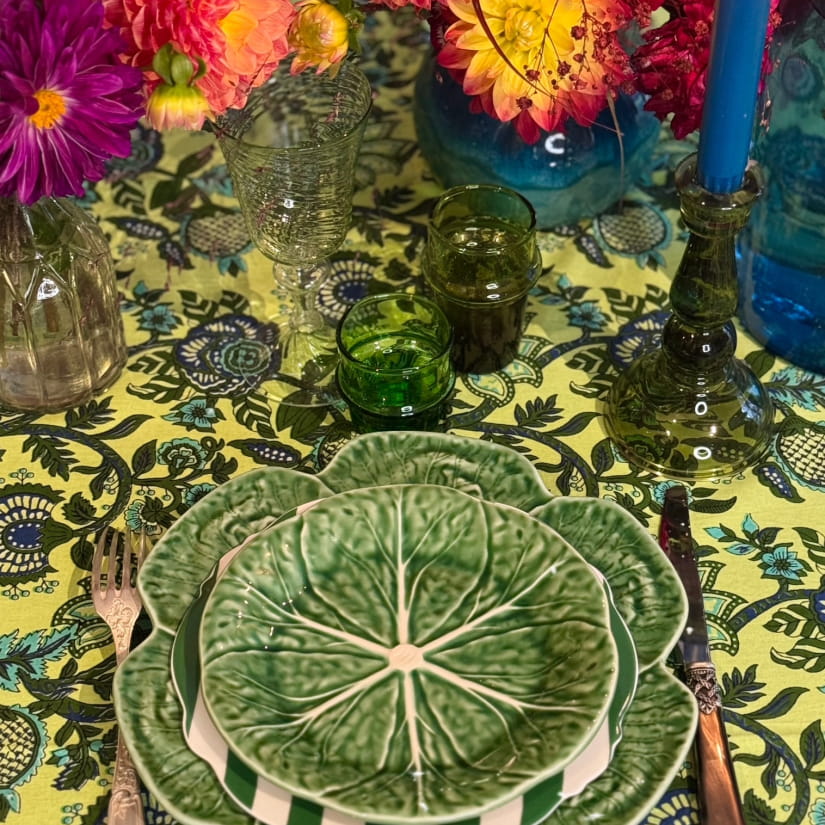Nappe Floral fondu vert