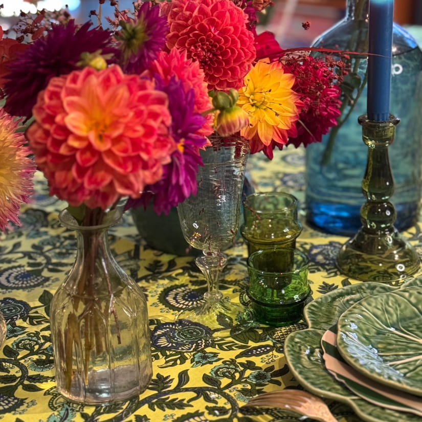 Nappe Floral fondu vert