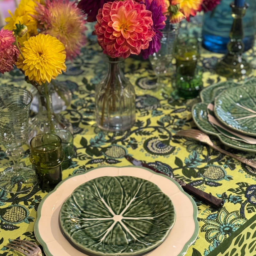Nappe Floral fondu vert