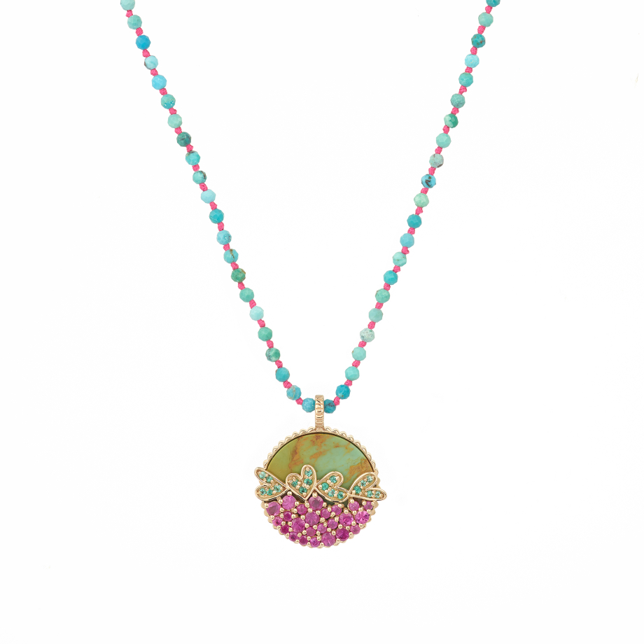 VAGUE D'AMOUR Turquoise et rubis roses