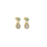 PAIRE DE BOUCLES D'OREILLE REFLET LABRADORITE ET CRISTAL BLEU