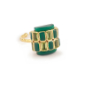 BAGUE SURYA 2 RANGS ONYX VERT ET PERIDOTS