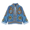 VESTE BRODEE FLOWERS BLEU/MOUTARDE 